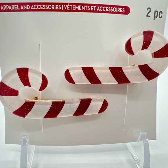 Candy Cane Hair Clip Set New - Picture 2 of 2